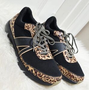 Traq by Alegria Leopard Print Black Sneakers